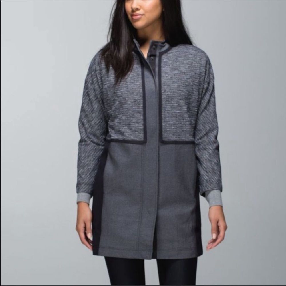 Lululemon Cocoon Car Coat Jacket Black Gray Size XS